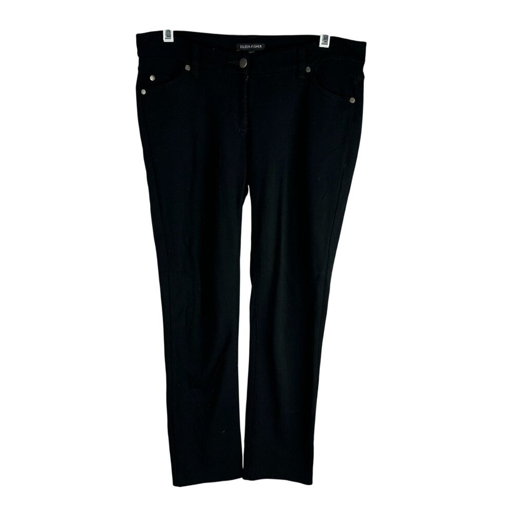 Eileen Fisher Womens Black Slim Fit Stretch Pants Size 4 Italian Fabric Comforta